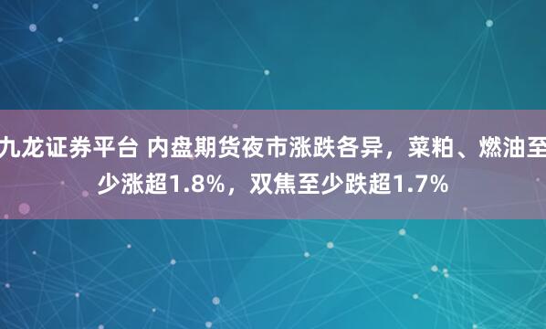 九龙证券平台 内盘期货夜市涨跌各异，菜粕、燃油至少涨超1.8%，双焦至少跌超1.7%