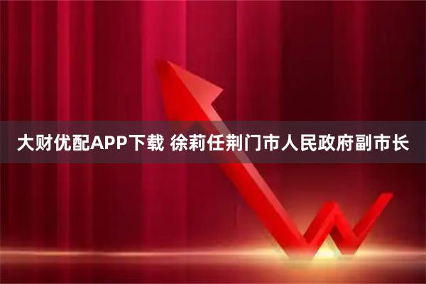 大财优配APP下载 徐莉任荆门市人民政府副市长