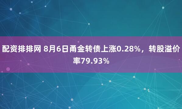 配资排排网 8月6日甬金转债上涨0.28%，转股溢价率79.93%