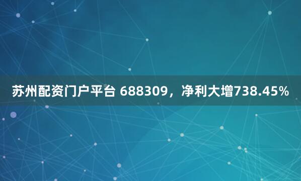 苏州配资门户平台 688309，净利大增738.45%